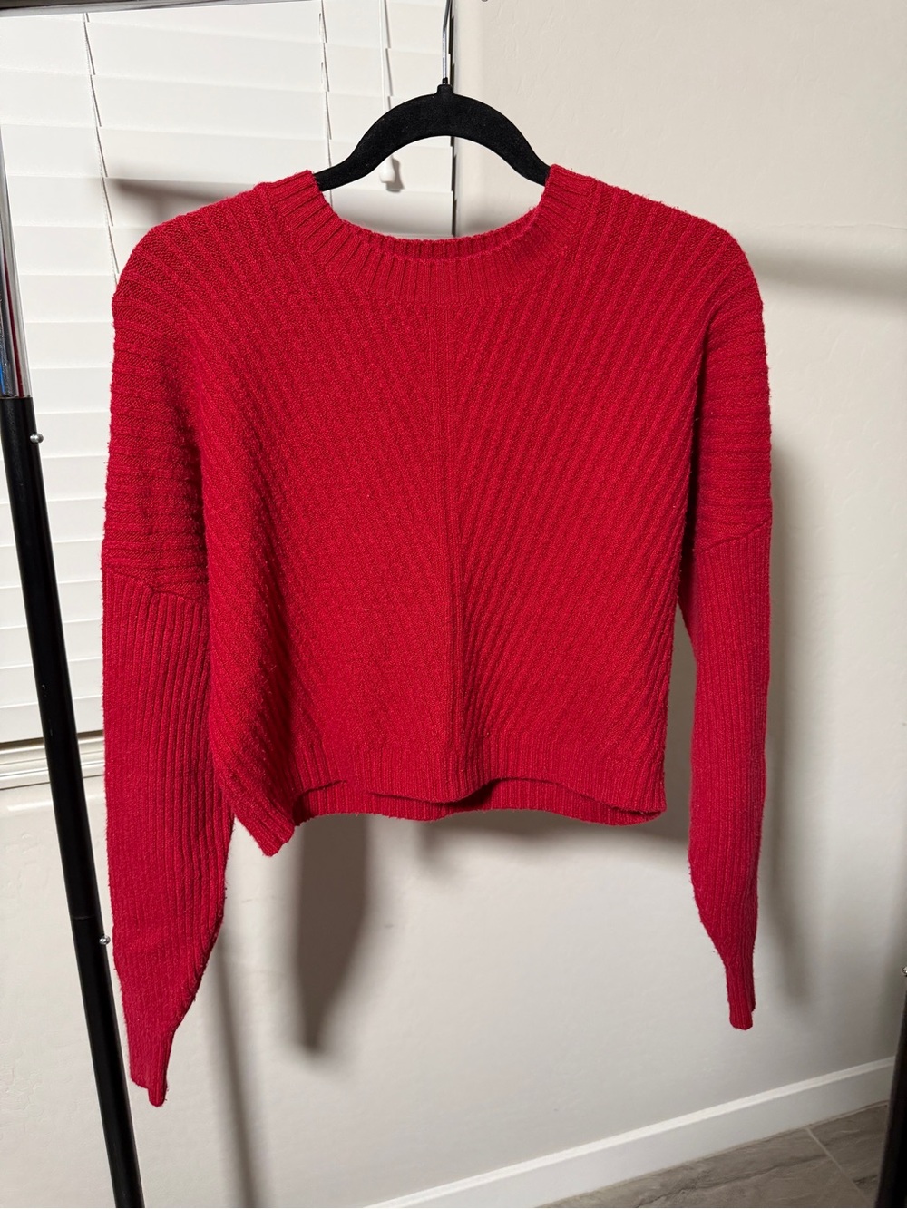 Hollister Bright Red Ribbed Crewneck Sweater